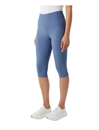 32 Degrees Cool Women's Ribbed Crop Legging Pant with Pockets (US, Alpha, XX-Large, Regular, Regular, Blue (Blue Horizon))