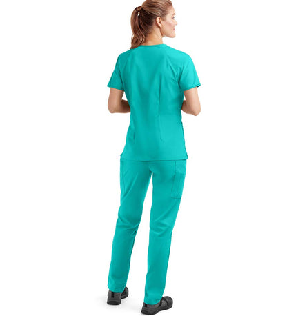 Strictly Scrubs Women’s Classic Scrub Set – Includes Mock Wrap Top and Pant (Medium, Turquoise)