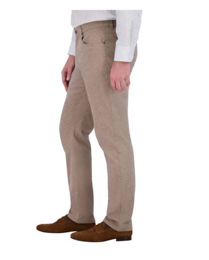 KIRKLAND Signature Men's Stretch Comfort Tapered Fit Brushed 5 Pocket Pant (US, Waist Inseam, 36, 29, Regular, Regular, Tan)