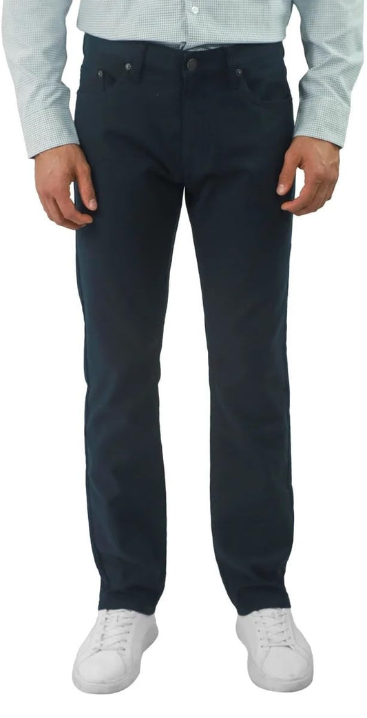 Jachs New York Men's Straight Stretch 5 Pocket Twill Pant (US, Waist Inseam, 32, 30, Regular, Regular, Navy)