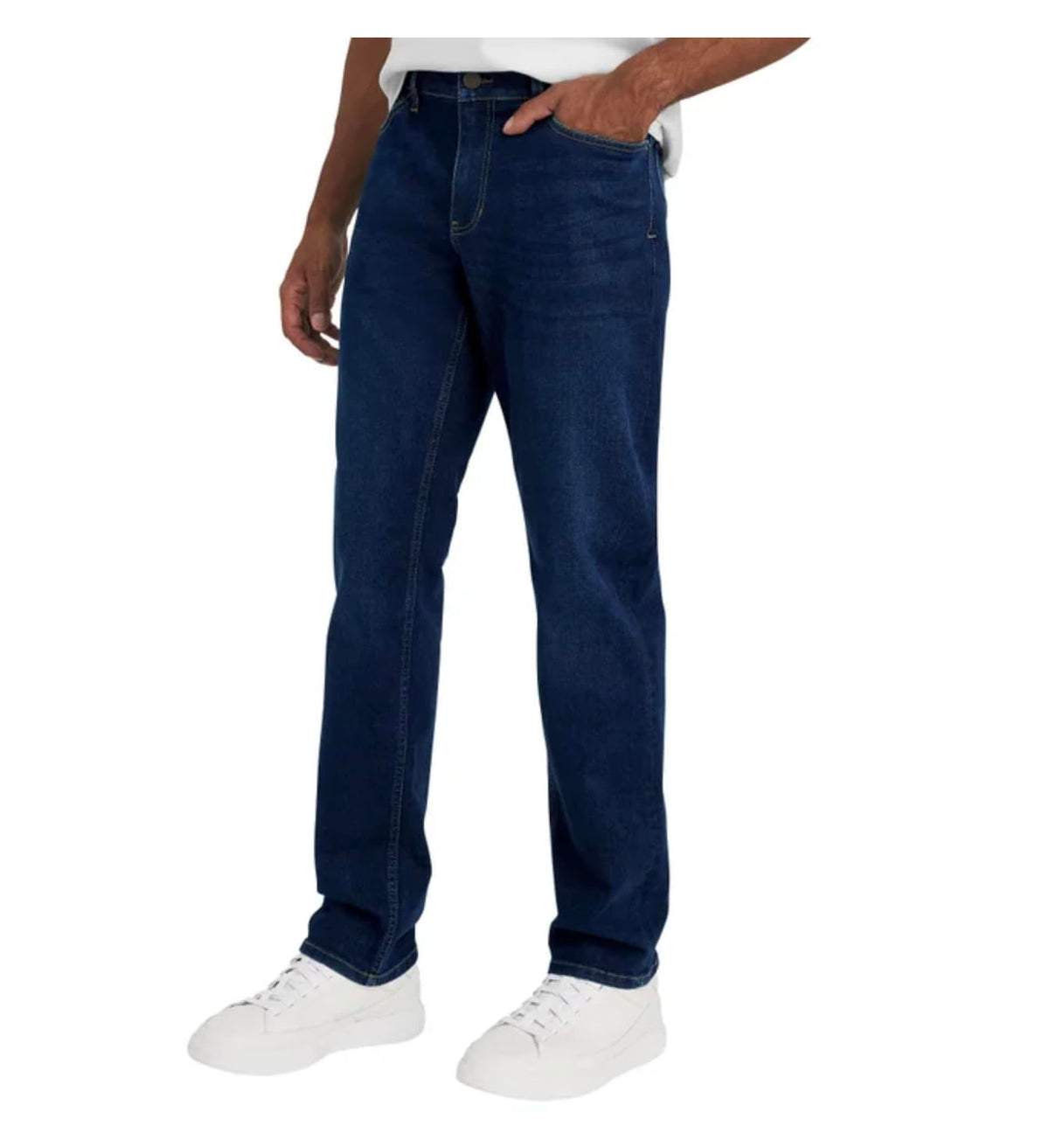 IZOD Men's Saltwater 5 Pocket Straight Fit Stretch Denim Jean (US, Waist Inseam, 38, 30, Regular, Regular, Dark Blue)