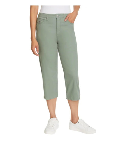 Gloria Vanderbilt Women's Amanda High Waisted 5 Pocket Capri Pant (US, Numeric, 10, Regular, Regular, Green)