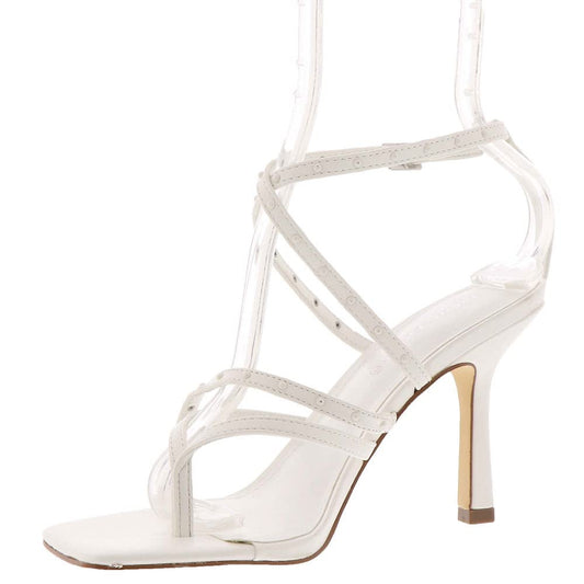 Marc Fisher Womens BOSSI Open Toe Strappy Pumps White 9.5 Medium (B,M)