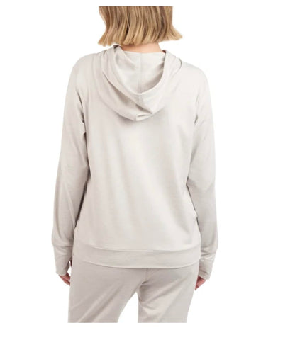 KIRKLAND Signature Women's Long Sleeve Lightweight Pullover Hoodie with Thumbholes (US, Alpha, X-Large, Regular, Regular, Cream)