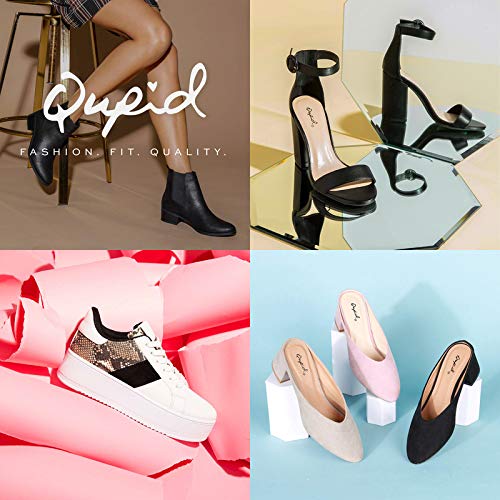 Qupid Line Sandals for Women - White & Black Snakeskin Print Slides - 7