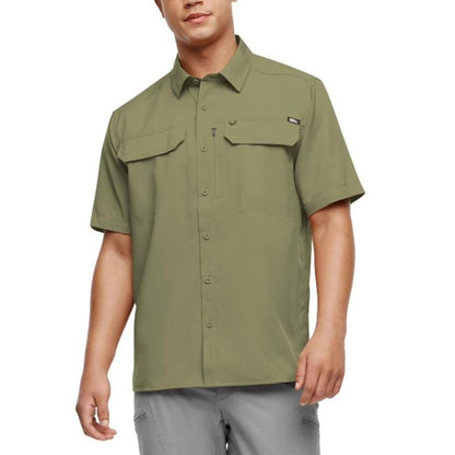 Eddie Bauer Men's Short Sleeve Woven Tech Shirt (US, Alpha, Small, Regular, Regular, Green)