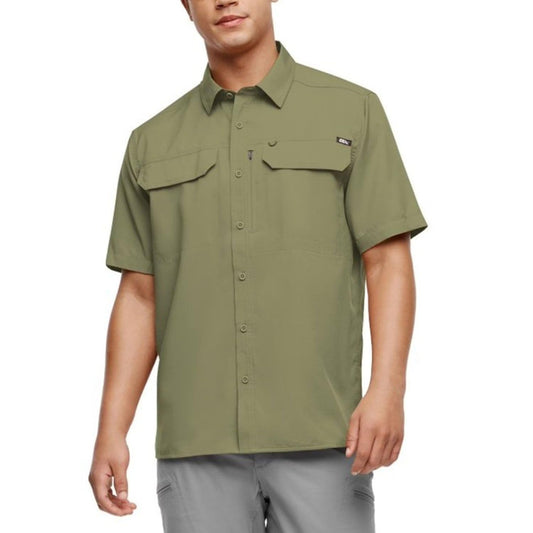 Eddie Bauer Men's Short Sleeve Woven Tech Shirt (US, Alpha, XX-Large, Regular, Regular, Green)