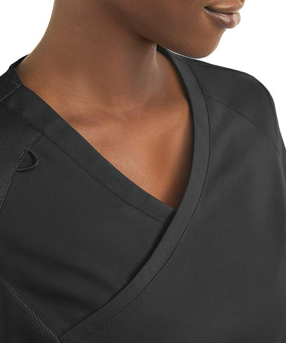 Cherokee Workwear Professionals Women Scrubs Top Mock Wrap WW901, L, Black