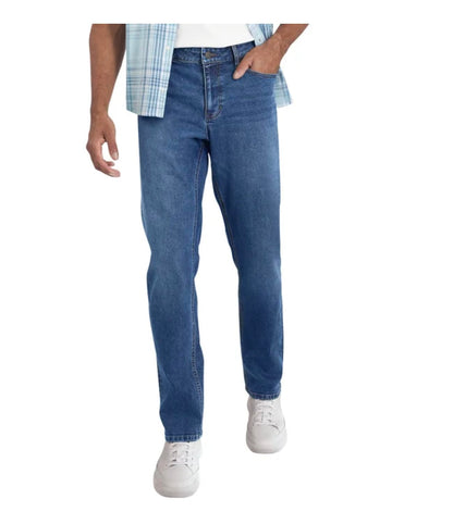 IZOD Men's Saltwater 5 Pocket Straight Fit Stretch Denim Jean (US, Waist Inseam, 38, 30, Regular, Regular, Blue)