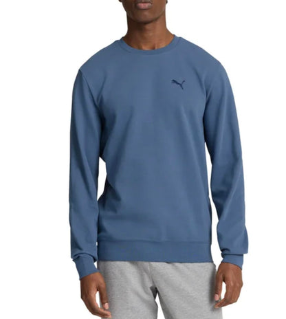 Puma Men's Long Sleeve Textured Crew Pullover Sweatshirt (US, Alpha, Large, Regular, Regular, Blue)