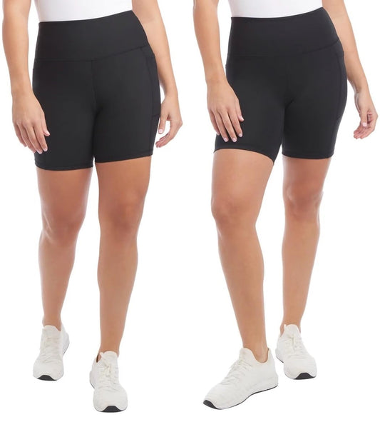 Biker Shorts Women - Workout Shorts - Volleyball Shorts - Yoga and Dance (Black/Black Ribbed, XL)