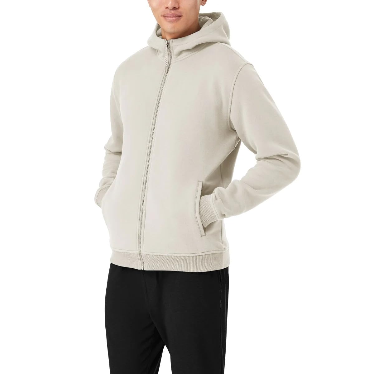 KIRKLAND Signature Men’s Heavyweight Full Zip Hoodie (White, XX-Large)