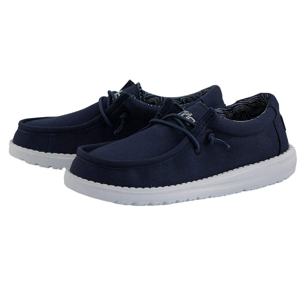 HEYDUDE Boy's Wally Youth Multiple Colors | Boys Shoes | Boy's Lace Up Loafers | Comfortable & Light-Weight Navy