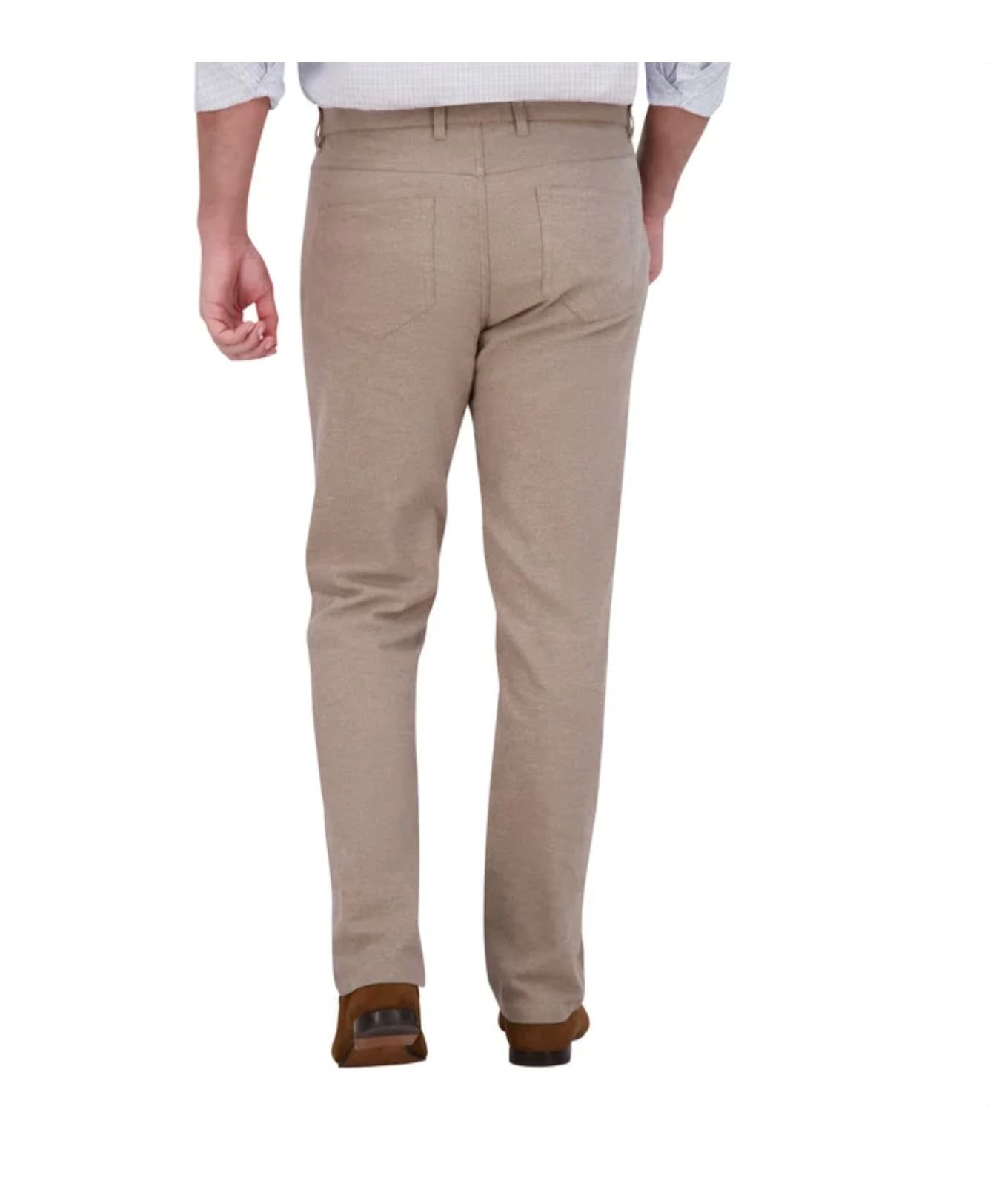 KIRKLAND Signature Men's Stretch Comfort Tapered Fit Brushed 5 Pocket Pant (US, Waist Inseam, 34, 34, Regular, Regular, Tan)