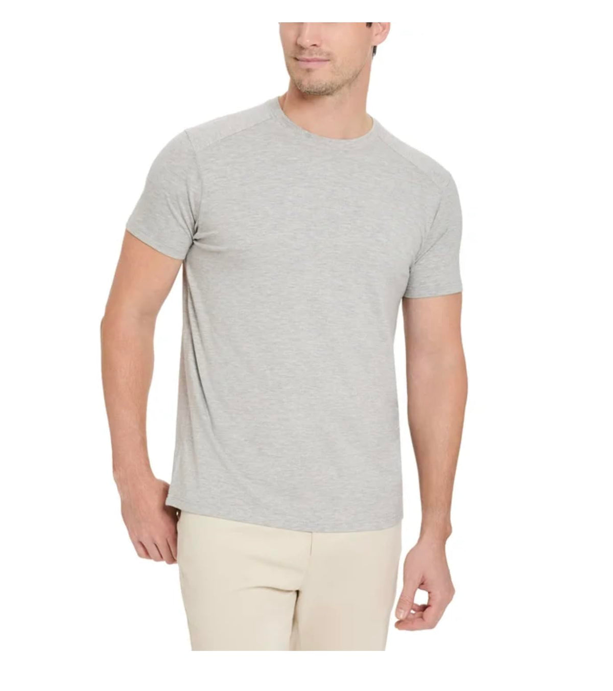 Kenneth Cole New York Men's Short Sleeve Comfort Stretch Dress Tee Shirt, Gray, Medium