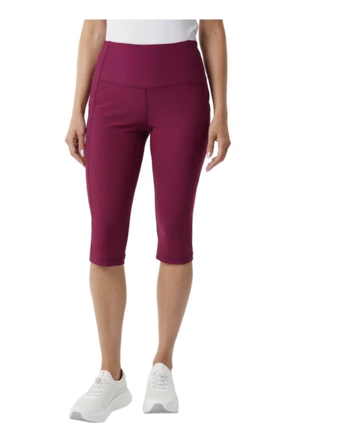 32 Degrees Cool Women's Ribbed Crop Legging Pant with Pockets (US, Alpha, X-Large, Regular, Regular, Purple (Magenta Purple))