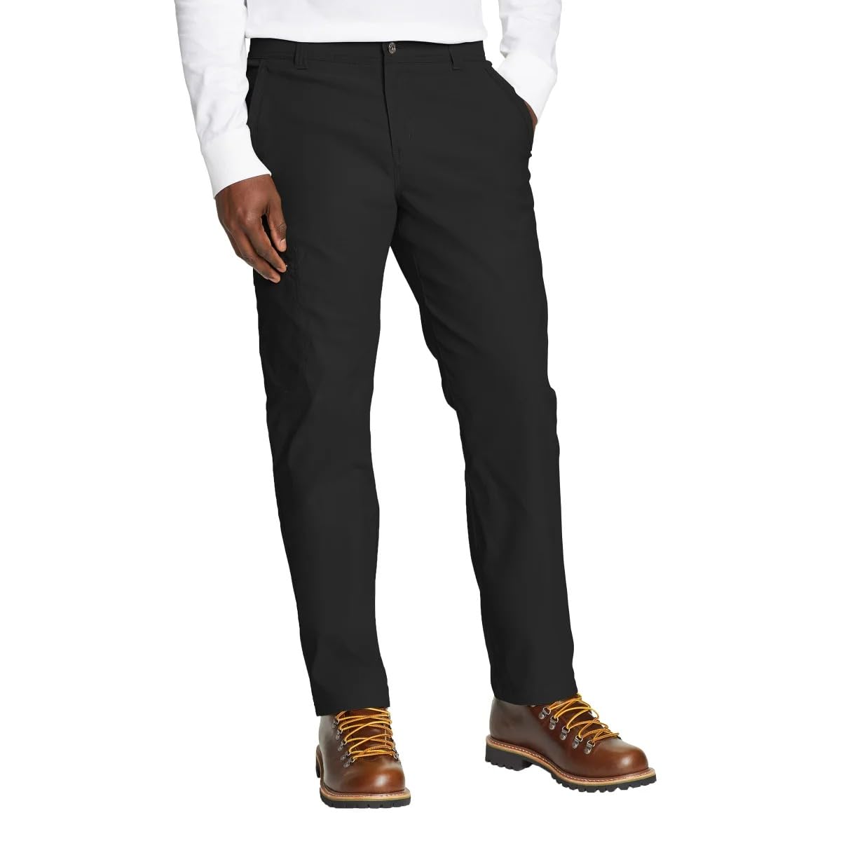 Eddie Bauer Menâ€™s Fleece Lined Pants â€“ Water Resistant, Lightweight Stretch Fabric, Zipper Pockets (Black, 38Wx32L)