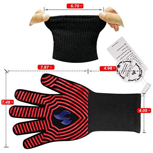 N/P Cmzailt BBQ Gloves 1472℉ Extreme Heat Resistant Food Grade Kitchen Fireproof Grill Gloves,Silicone Non-Slip Insulated Oven Mitts Universal Size for Cooking,Baking,Barbecue,Frying,Welding,Cutting