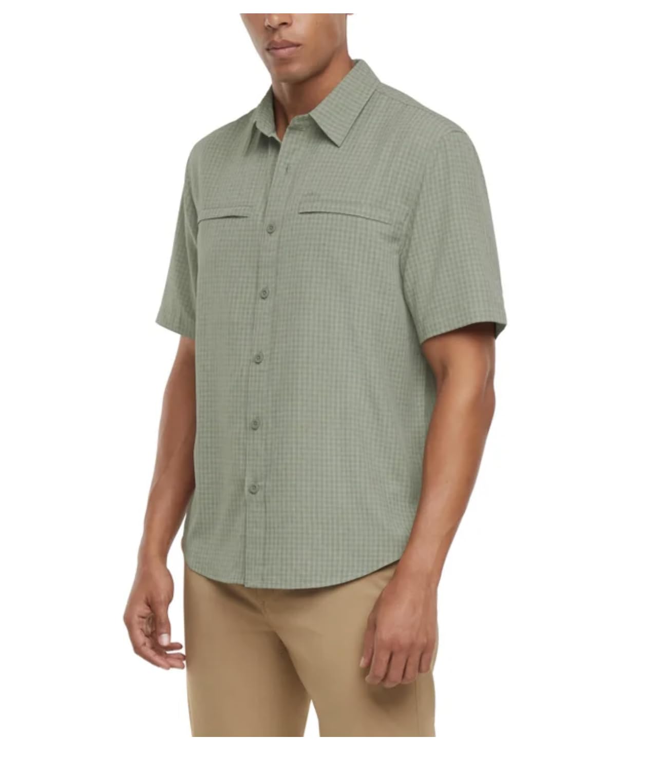 Orvis Men's UPF 30+ Quick Dry Moisture Wicking Button Up Short Sleeve Woven Tech Shirt with Pockets (US, Alpha, X-Large, Regular, Regular, Green)