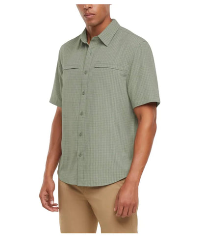 Orvis Men's UPF 30+ Quick Dry Moisture Wicking Button Up Short Sleeve Woven Tech Shirt with Pockets (US, Alpha, Medium, Regular, Regular, Green)