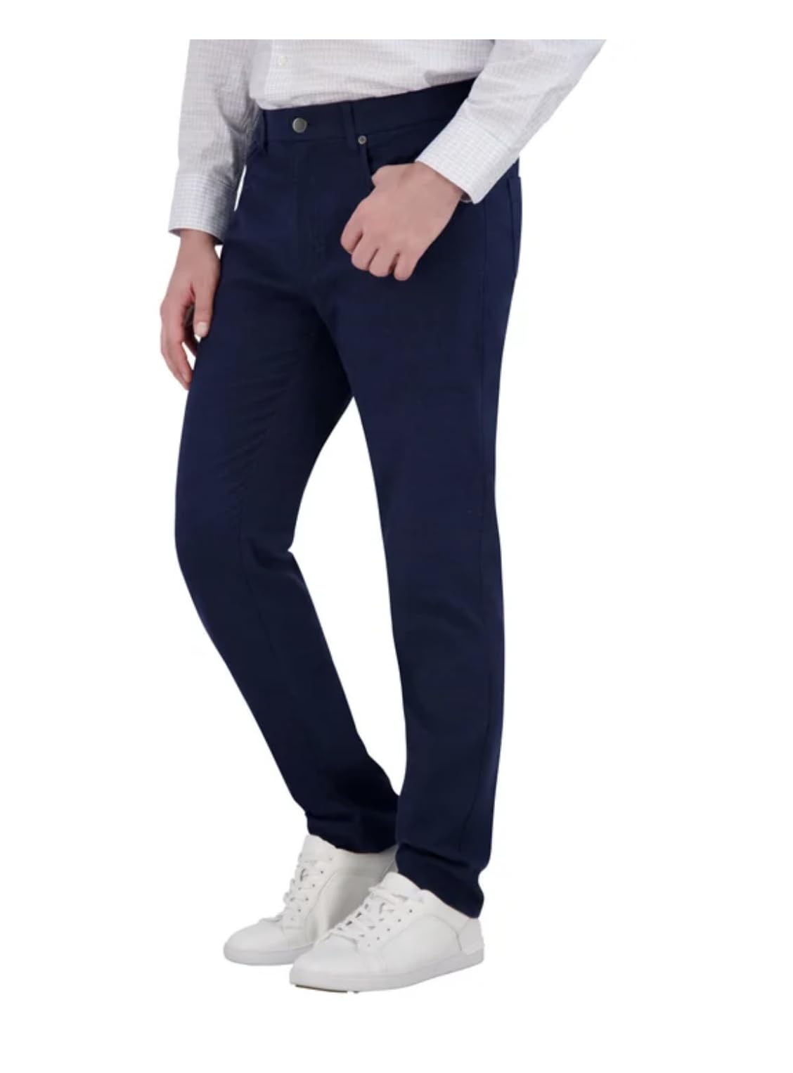 KIRKLAND Signature Men's Stretch Comfort Tapered Fit Brushed 5 Pocket Pant (US, Waist Inseam, 30, 32, Regular, Regular, Blue)