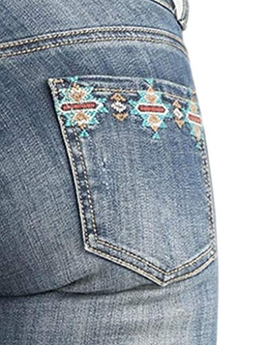 Stetson Women's 816 Southwestern Embroidered Bootcut Jeans Blue 2W x 34L