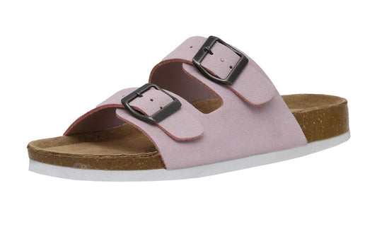 CUSHIONAIRE Women's Lane Cork Footbed Sandal With +Comfort, Pink Vegan Suede, 9