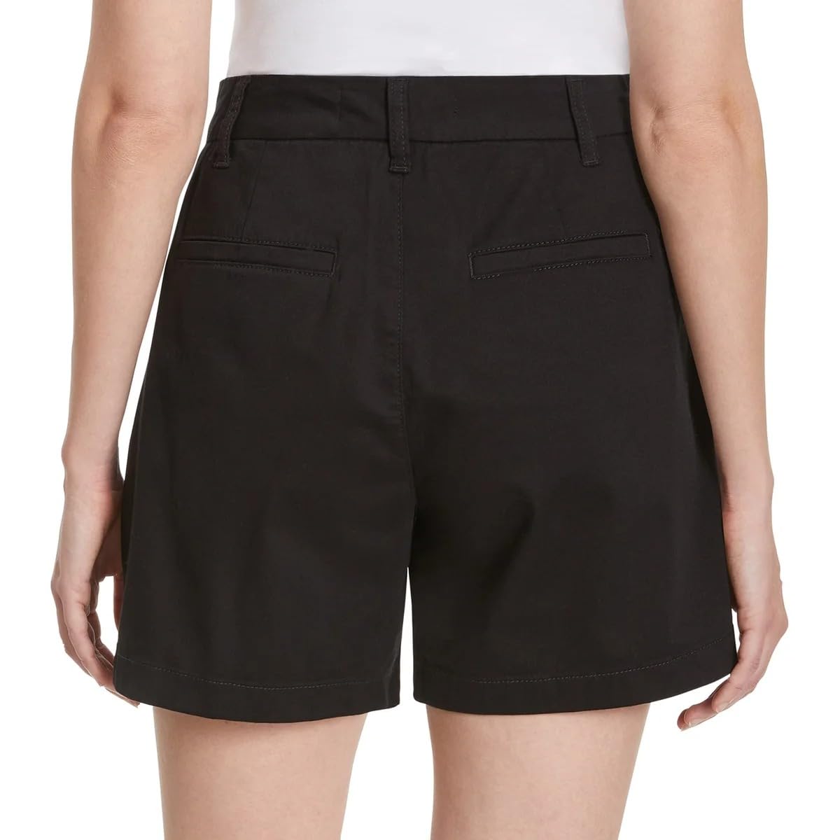 Gloria Vanderbilt Women High Rise Cotton Chino Shorts (Black, 10)