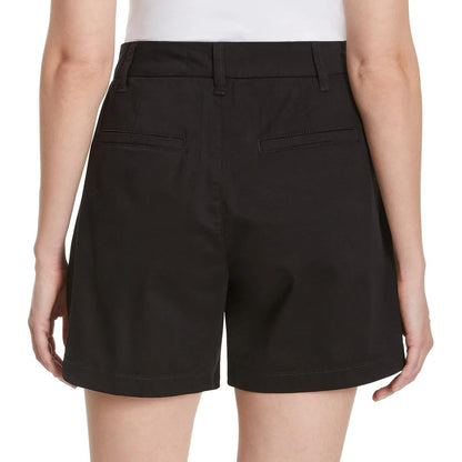 Gloria Vanderbilt Women High Rise Cotton Chino Shorts (Black, 10)