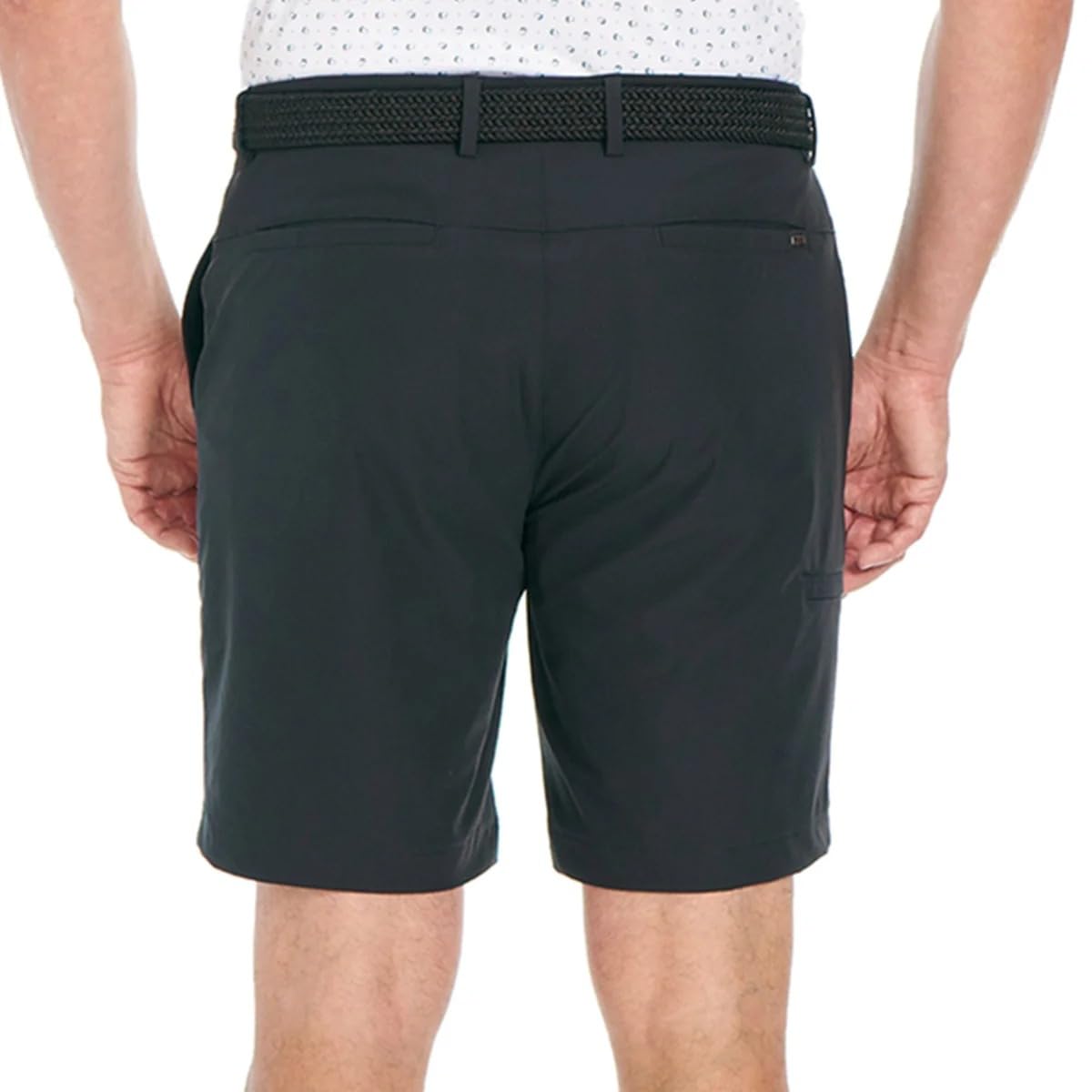 Greg Norman Mens Stretch Flat Front Lightweight Short - 4-Way Stretch Fabric (Black,30)
