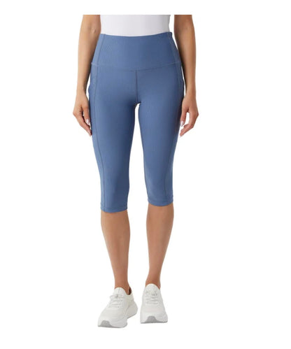 32 Degrees Cool Women's Ribbed Crop Legging Pant with Pockets (US, Alpha, XX-Large, Regular, Regular, Blue (Blue Horizon))