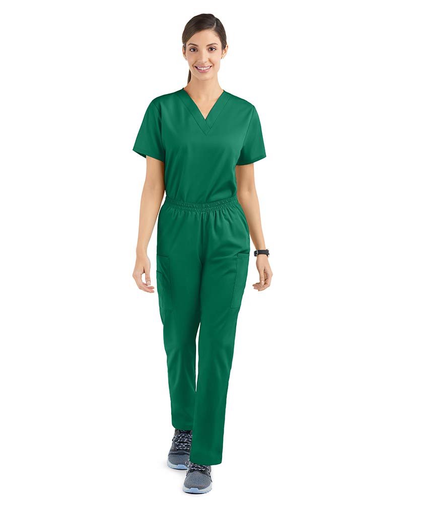 Strictly Scrubs Women's Scrub Set Size 3X-Large Hunter V-Neck Top Elastic Pant