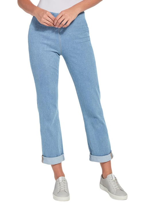 Lyss� Denim Boyfriend Jeans � Cuffed Jeans for Women and Comfy Women�s Stretch Jeans (Bleached Blue, Large)