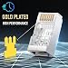 JODROAD Shielded RJ45 Cat6 Cat 6A Connectors - Pass Through Connector Gold Plated 3 Prong 8P8C Modular Plugs for FTP/STP Stranded Ethernet Cable & Solid Wire - 50 Pcs/Jar