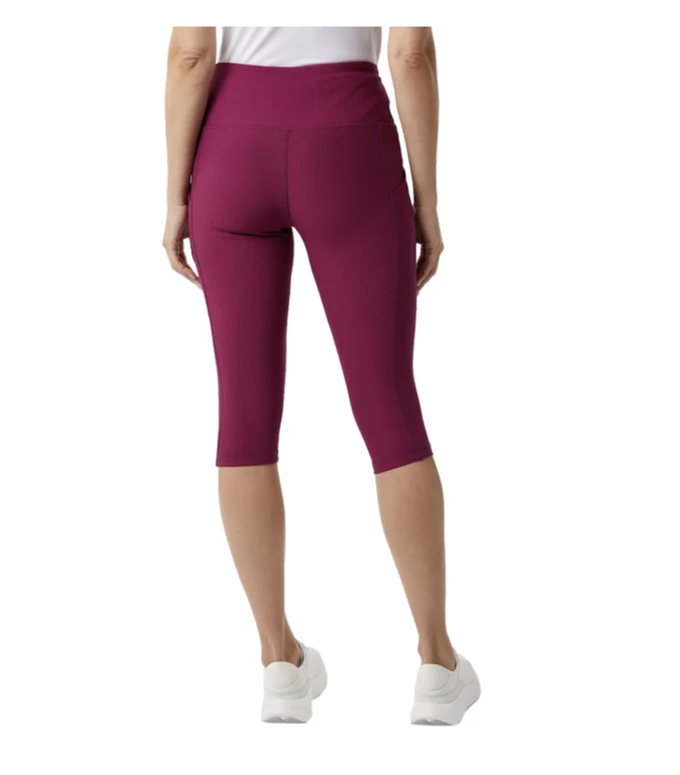32 Degrees Cool Women's Ribbed Crop Legging Pant with Pockets (US, Alpha, X-Large, Regular, Regular, Purple (Magenta Purple))