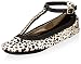 Yosi Samra Women's Erica T Strap with Chain Flat, Dalmation, 9 M US