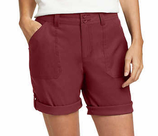 Eddie Bauer Women's Stretch UPF 50 Rolled Hem Adjustable  Bermuda Short , 8, Red