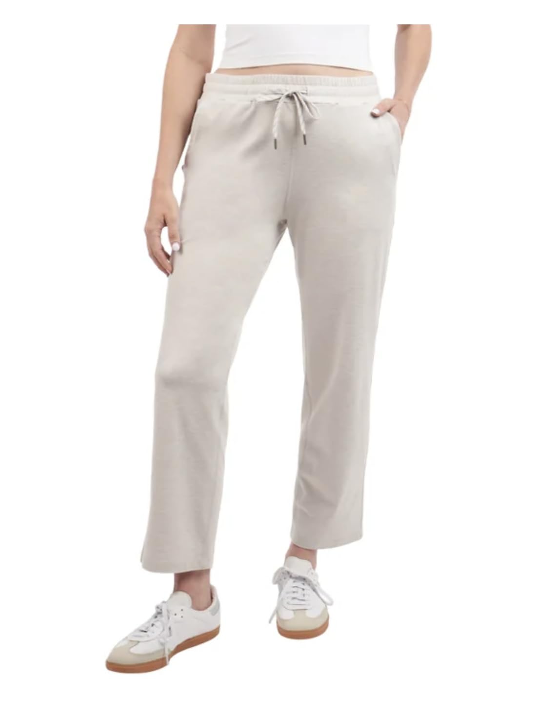 KIRKLAND Signature Women's Pull-On Lightweight Crop Pant with Pockets (US, Alpha, XX-Large, Regular, Regular, Cream)