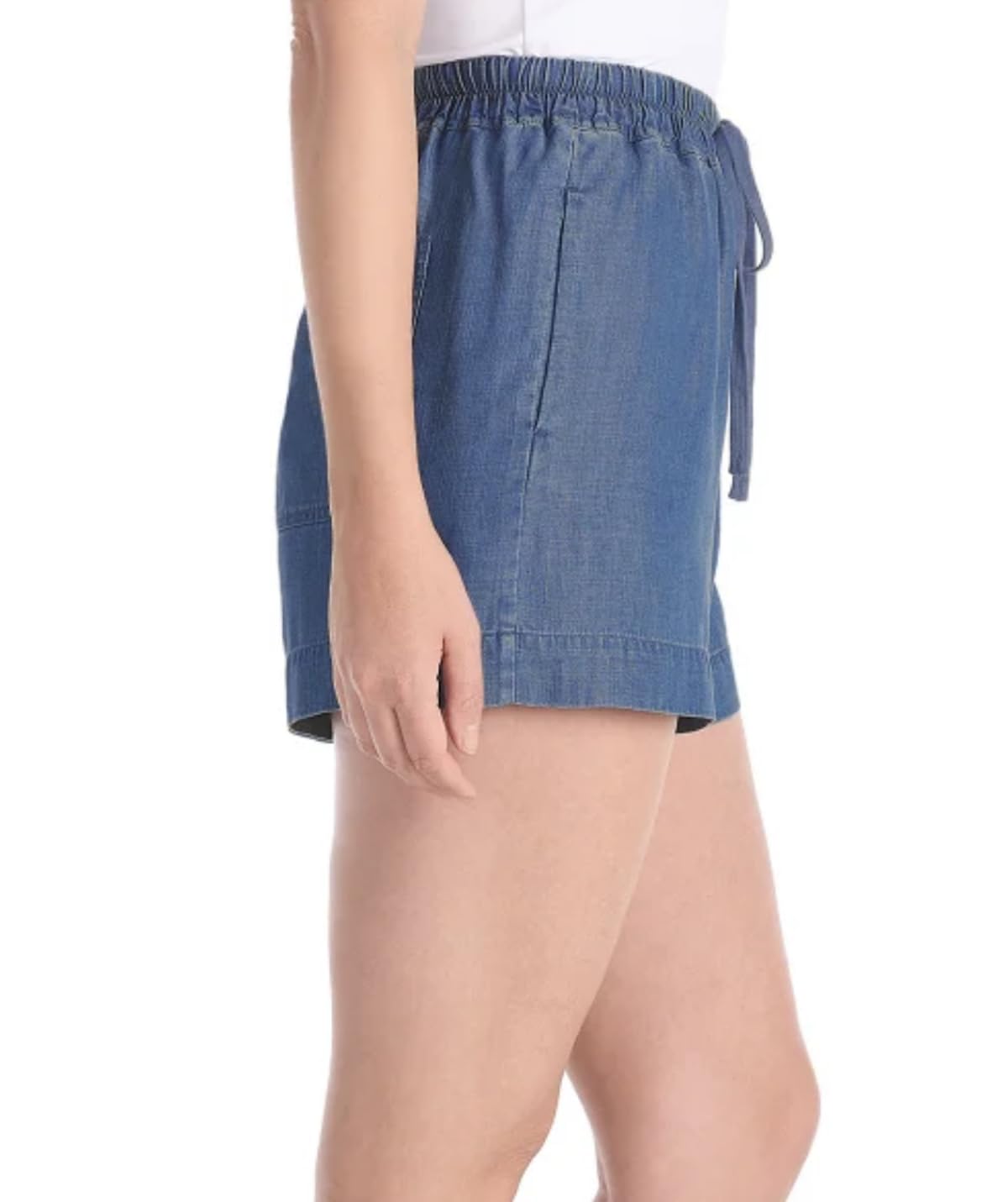 Hilary Radley Women's Pull-On Tencel Short with Pockets (US, Alpha, X-Large, Regular, Regular, Dark Blue (Medium Blue Denim))