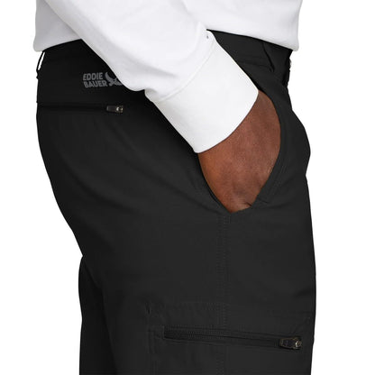 Eddie Bauer Menâ€™s Fleece Lined Pants â€“ Water Resistant, Lightweight Stretch Fabric, Zipper Pockets (Black, 38Wx32L)