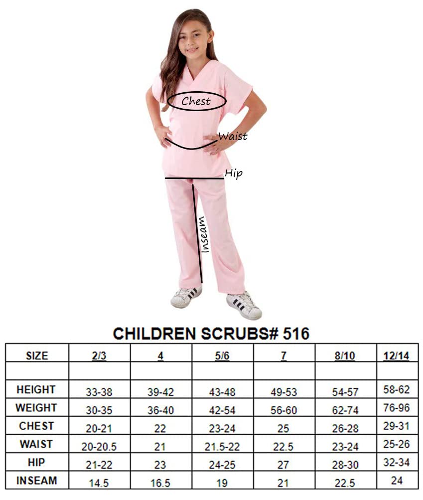 Active Uniforms Kids Scrubs Set Super Soft Children Scrub Set 12/14, Ceil