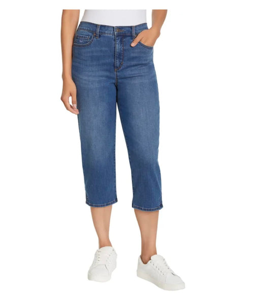 Gloria Vanderbilt Women's Amanda High Waisted 5 Pocket Capri Pant (US, Numeric, 14, Regular, Regular, Blue)