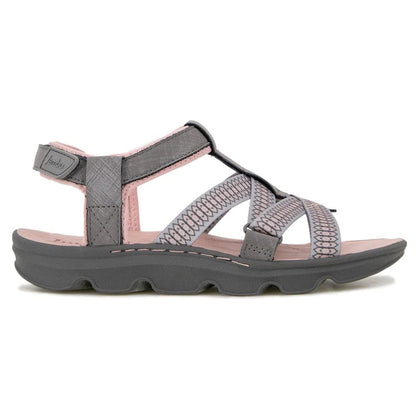Jambu Women's Bay Encore Water Ready Flat Sandal, Charcoal/Rose, 10