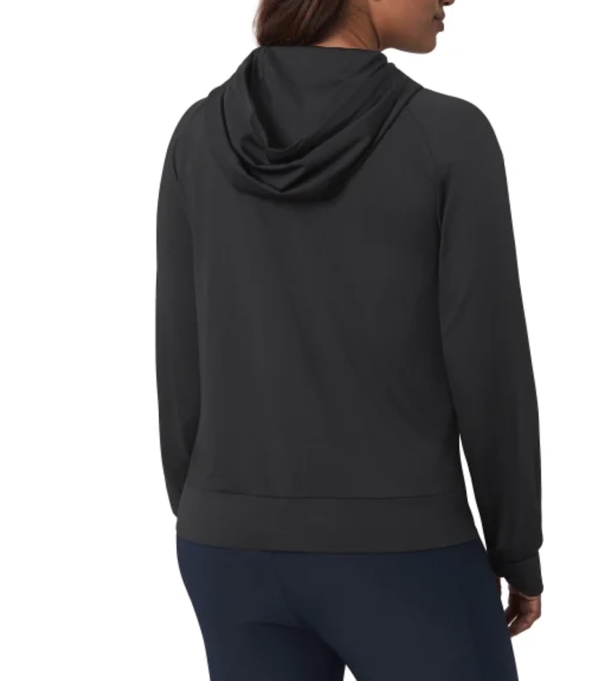 Mondetta Women's Moisture Wicking Lightweight Full Zip Hoodie Jacket with Thumbholes (US, Alpha, Small, Regular, Regular, Black)
