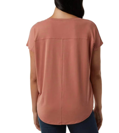 32 Degrees Cool Women's Soft Luxe Short Sleeve V-Neck Top (US, Alpha, XX-Large, Regular, Regular, Cedarwood (Red))