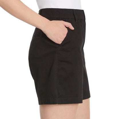 Gloria Vanderbilt Women High Rise Cotton Chino Shorts (Black, 10)