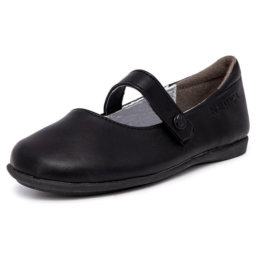 Nautica Girls' Dress Slip On Ballerina Flats � Mary Jane Ballet Fashion Shoes for Toddlers, Little Kids, and Big Kids � Lightweight & Comfortable-Doane-Black-Size 2