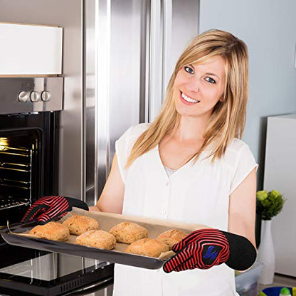 N/P Cmzailt BBQ Gloves 1472℉ Extreme Heat Resistant Food Grade Kitchen Fireproof Grill Gloves,Silicone Non-Slip Insulated Oven Mitts Universal Size for Cooking,Baking,Barbecue,Frying,Welding,Cutting