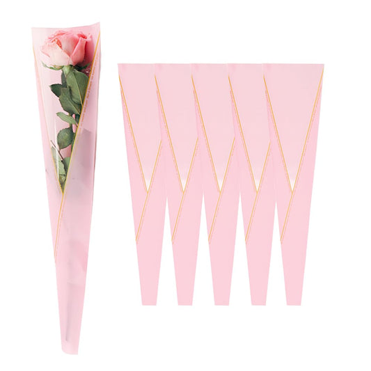 BBC FLOWER Wrapping Paper Single Rose Packaging Bag 100 Pack (Pink)