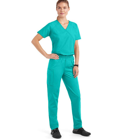 Strictly Scrubs Women’s Classic Scrub Set – Includes Mock Wrap Top and Pant (Medium, Turquoise)